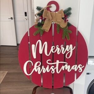 Festive Red Merry Christmas Wall Decor